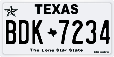 TX license plate BDK7234