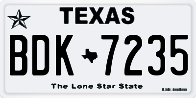 TX license plate BDK7235