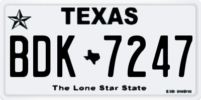 TX license plate BDK7247
