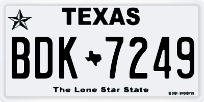 TX license plate BDK7249