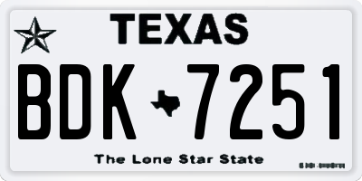 TX license plate BDK7251