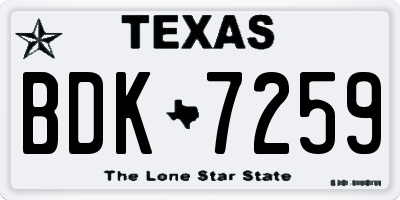 TX license plate BDK7259