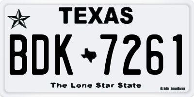 TX license plate BDK7261