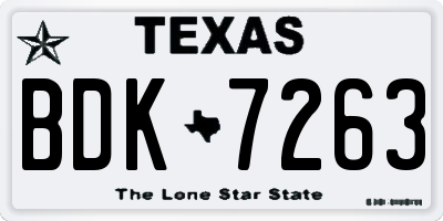 TX license plate BDK7263
