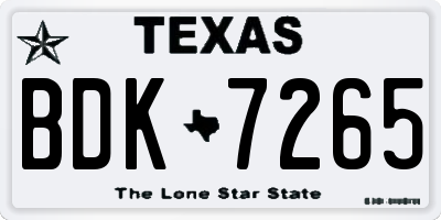 TX license plate BDK7265