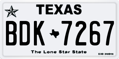 TX license plate BDK7267