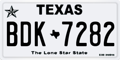 TX license plate BDK7282