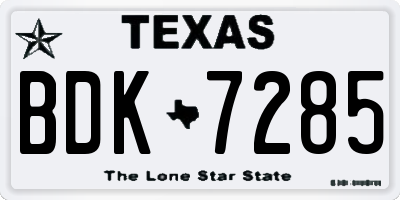 TX license plate BDK7285