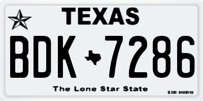 TX license plate BDK7286