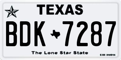 TX license plate BDK7287