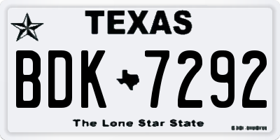 TX license plate BDK7292