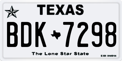 TX license plate BDK7298