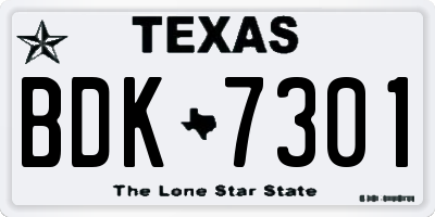 TX license plate BDK7301