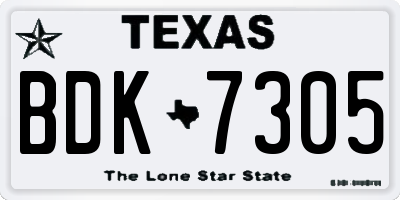 TX license plate BDK7305