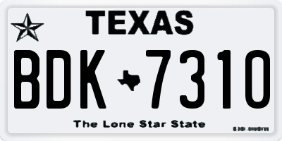 TX license plate BDK7310