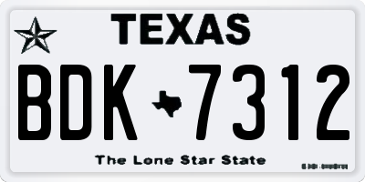 TX license plate BDK7312
