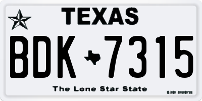 TX license plate BDK7315