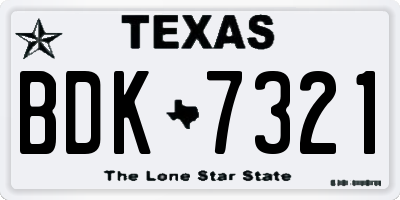 TX license plate BDK7321
