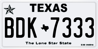 TX license plate BDK7333
