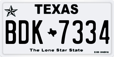 TX license plate BDK7334