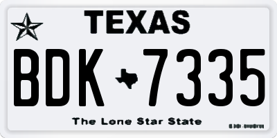 TX license plate BDK7335