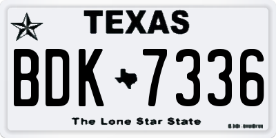 TX license plate BDK7336