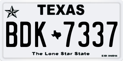 TX license plate BDK7337