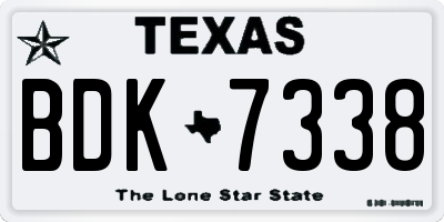 TX license plate BDK7338