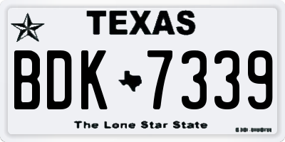 TX license plate BDK7339