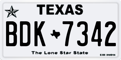 TX license plate BDK7342