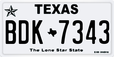 TX license plate BDK7343