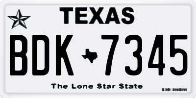 TX license plate BDK7345