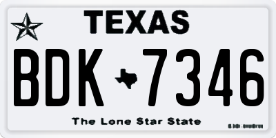 TX license plate BDK7346
