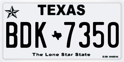 TX license plate BDK7350