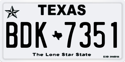TX license plate BDK7351