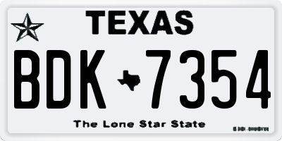 TX license plate BDK7354