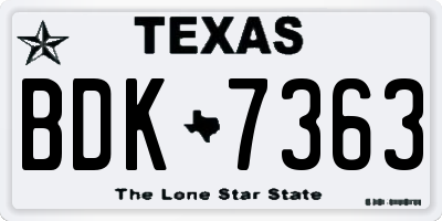 TX license plate BDK7363