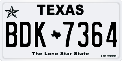 TX license plate BDK7364