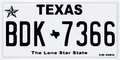TX license plate BDK7366