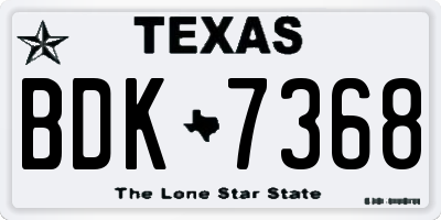 TX license plate BDK7368