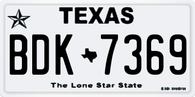 TX license plate BDK7369