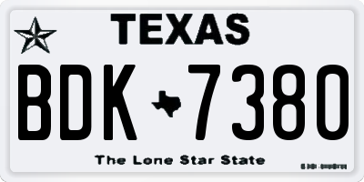 TX license plate BDK7380