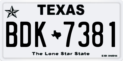 TX license plate BDK7381