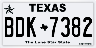 TX license plate BDK7382
