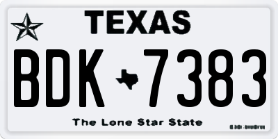 TX license plate BDK7383