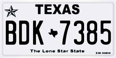 TX license plate BDK7385