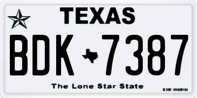 TX license plate BDK7387