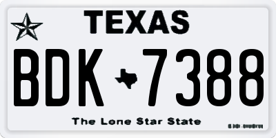TX license plate BDK7388