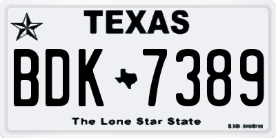 TX license plate BDK7389
