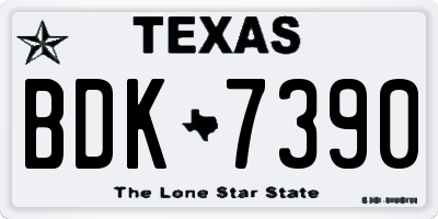 TX license plate BDK7390
